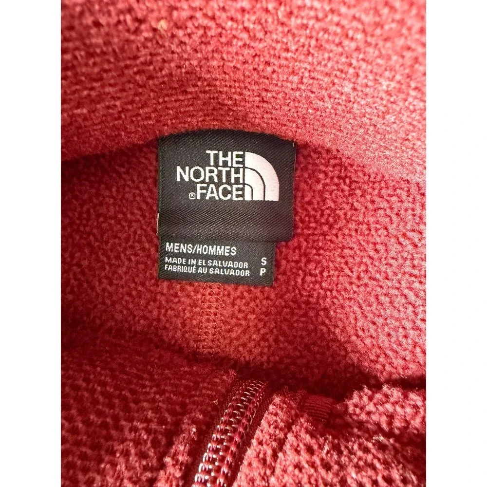 The North Face Mens Small Quarter Zip Fleece Pullover Burnt Orange Textured Knit